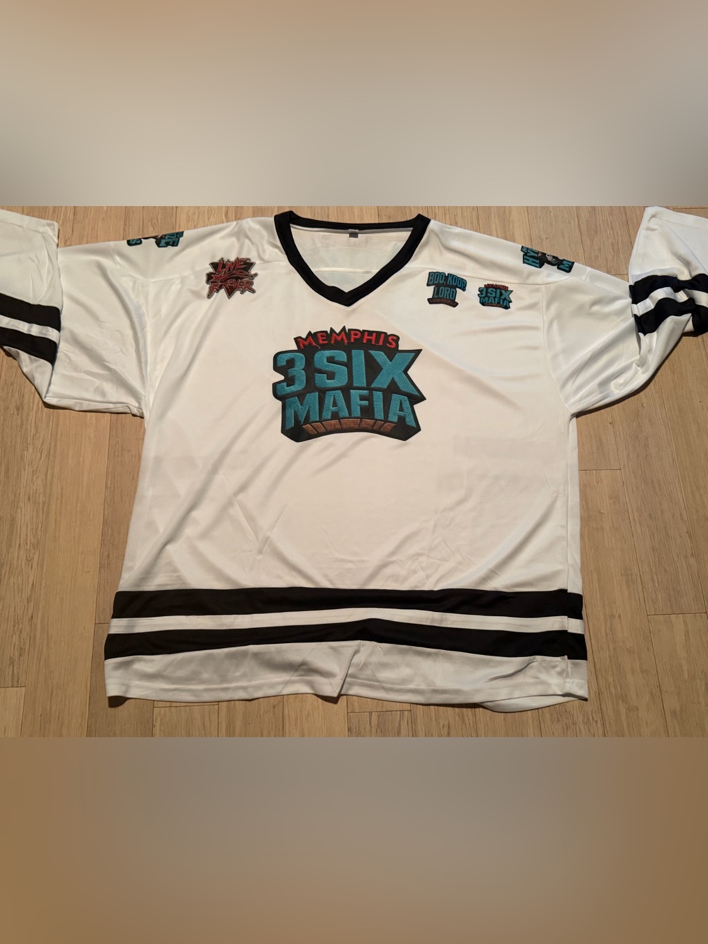 White Black Memphis 3 Six Mafia Hockey Jersey